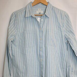NWTS Loft Women's Long Sleeve Strip Cotton Button Up Shirt Size Large